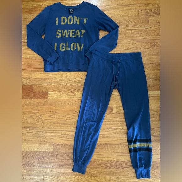 project karma Pants - Project Karma Sweatsuit Women’s Large 11-13 Juniors Blue I DON’T SWEAT I GLOW